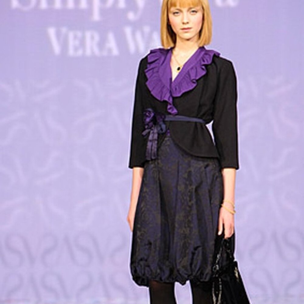 Simply Vera Wang First Season Blue Black Floral Jacquard Bubble Hem Skirt 12